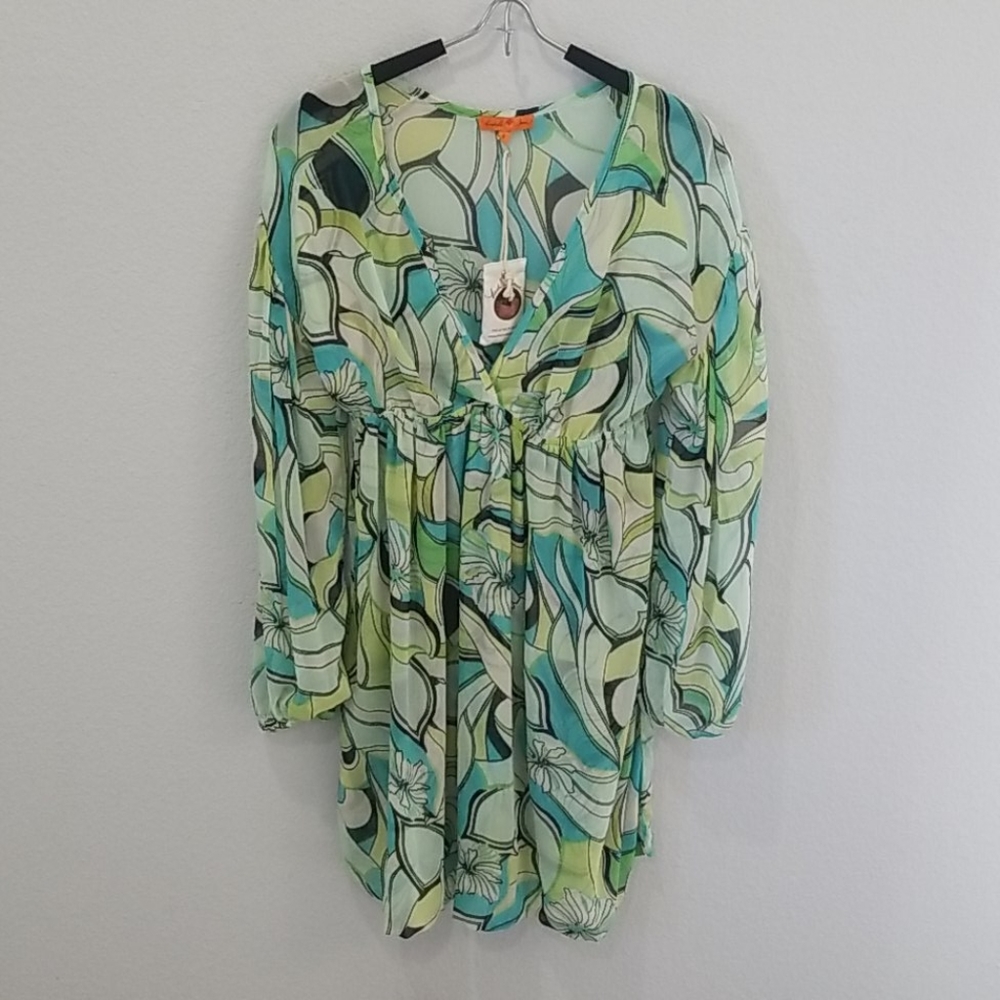 Michelle Jonas Paris Print Travelwear Tunic Sz S